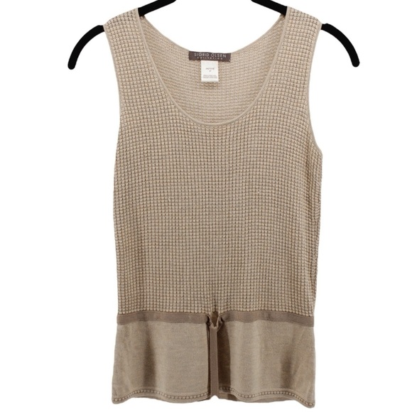 Sigrid Olsen Knit Granola Girl Cottagecore Coastal Tank Silk Cashmere Blend SP - Picture 2 of 9
